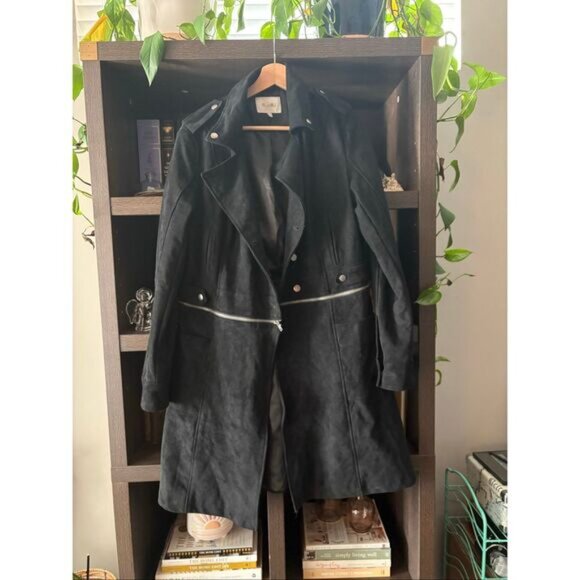 Miss Me Black Suede 2 In 1 Convertible Coat Size Large - Picture 9 of 10